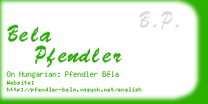 bela pfendler business card