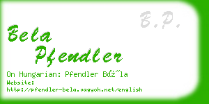 bela pfendler business card